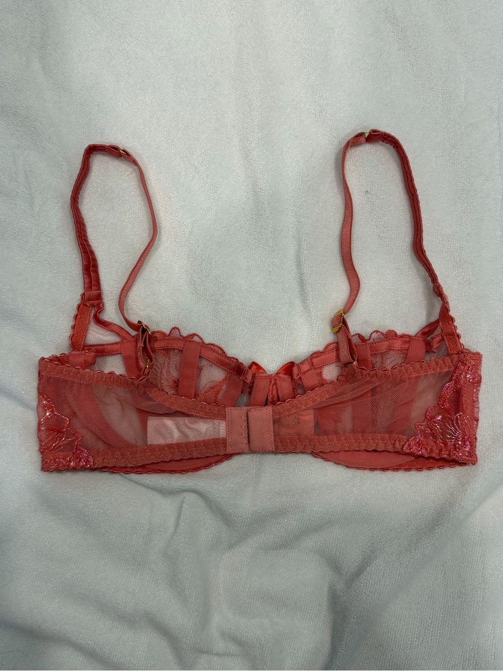 Agent Provocateur Lorna Pink Sheer Embroidered Plunge Underwire Bra 32B - Picture 10 of 14